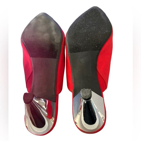 A new day red fabric uppers. Silver metallic chunky 3” heel size 7.5 - Picture 6 of 6
